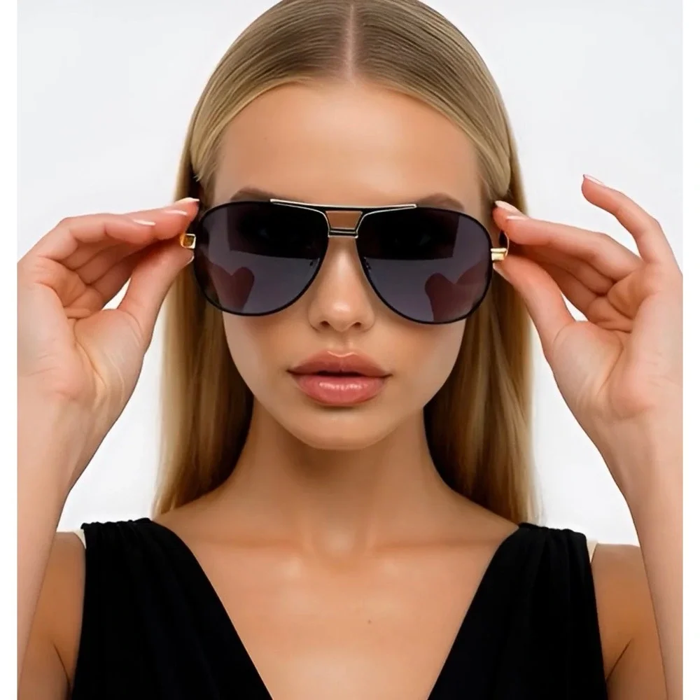 Polarized Sunglasses‎ Gold Trim Black Lenses Driving Glasses Hip Hop 2026 Women